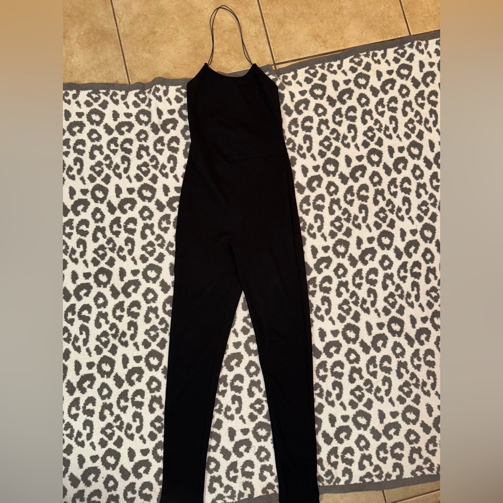 Black Halter Jumpsuit With Strappy Back